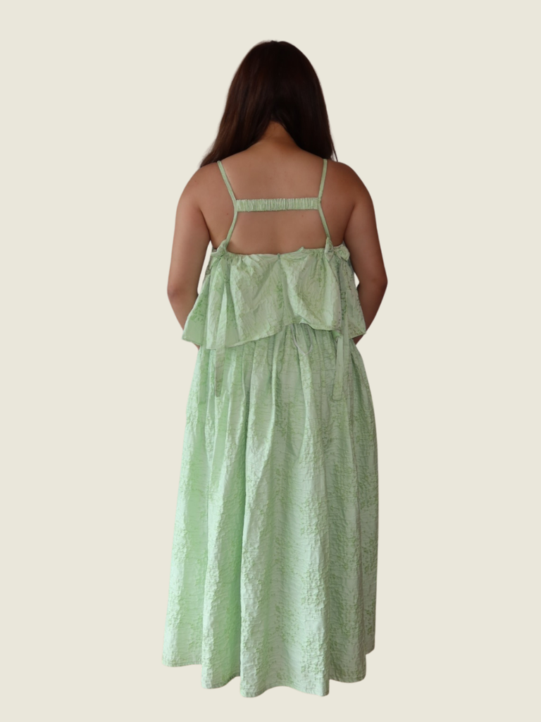 Kc Aquino Green Two-piece Jacquard Set