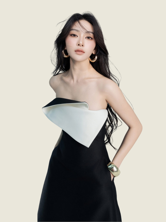 Lane JT Black Evelyn Origami Midi Dress