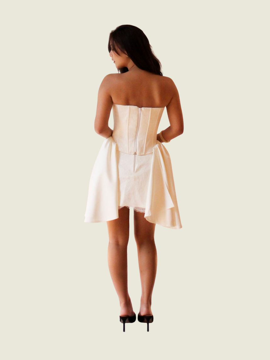 Maison Soriano Custom White Lace Top and Mini Skirt