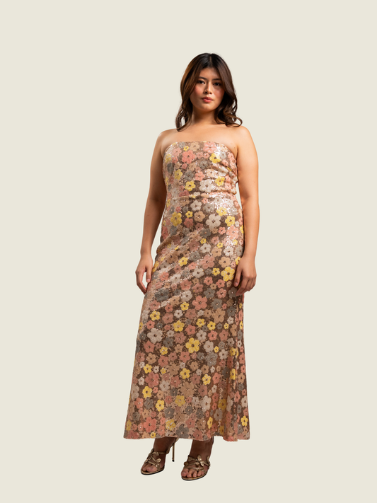 Maniju Fashion Forum, Strapless Floral Sequin Gown