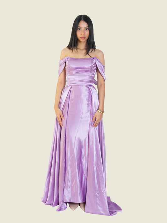 Maria Corina Kho Custom Lilac Off Shoulder Gown