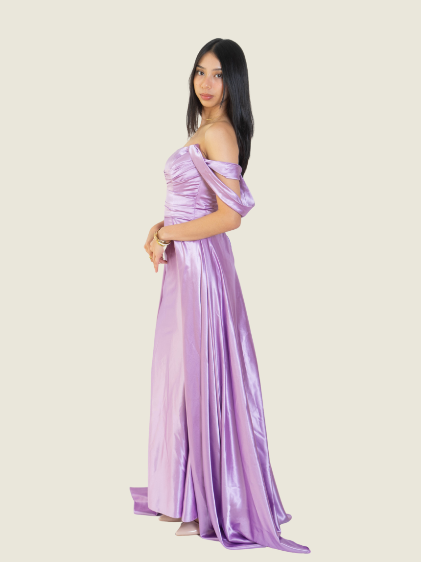 Maria Corina Kho Custom Lilac Off Shoulder Gown