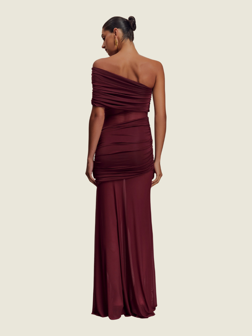 Meshki Dallas One Shoulder Mesh Maxi Dress