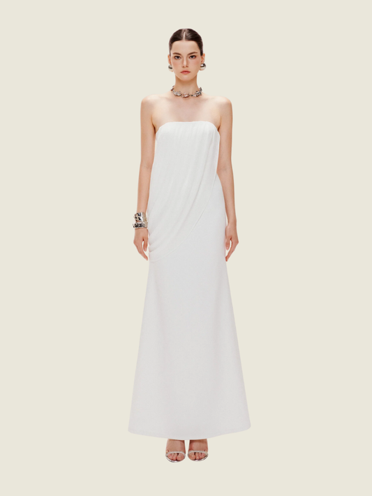 Mollynista White Asymmetric Drape Dress