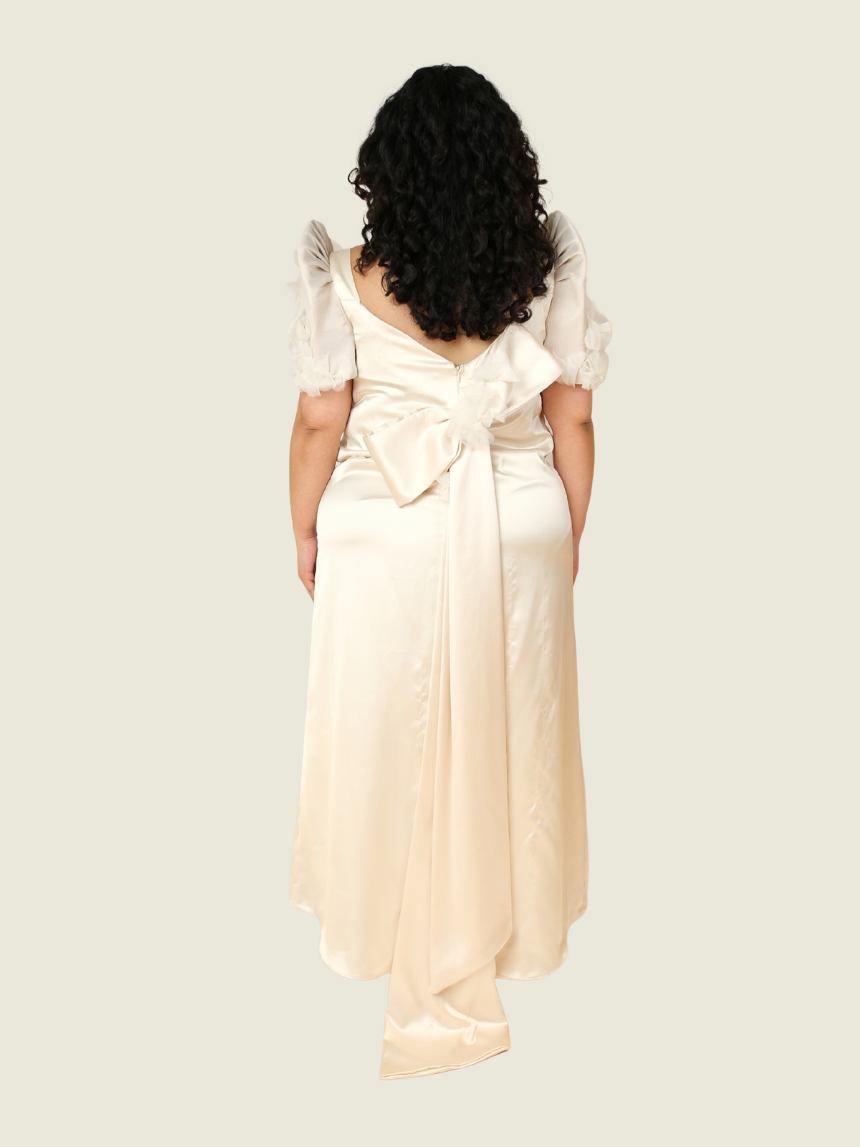 Niño Angeles Couture Off White Korean Silk Flowy Modern Filipiniana