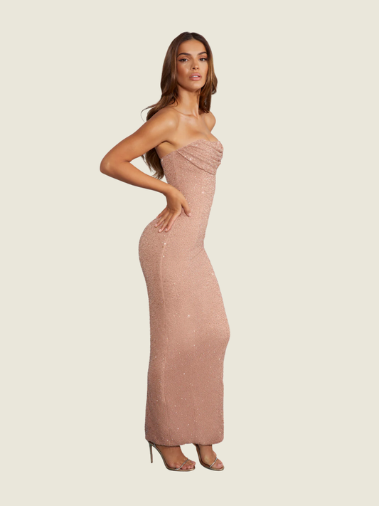 Oh Polly Palermo Embellished Cowl Neck Maxi Dress