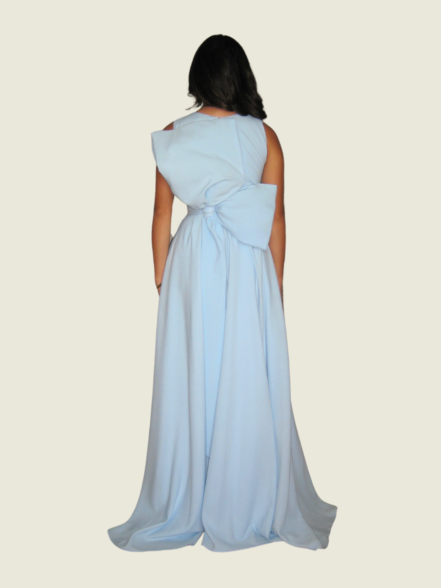 Patty Ang Custom Blue Bow Back Gown