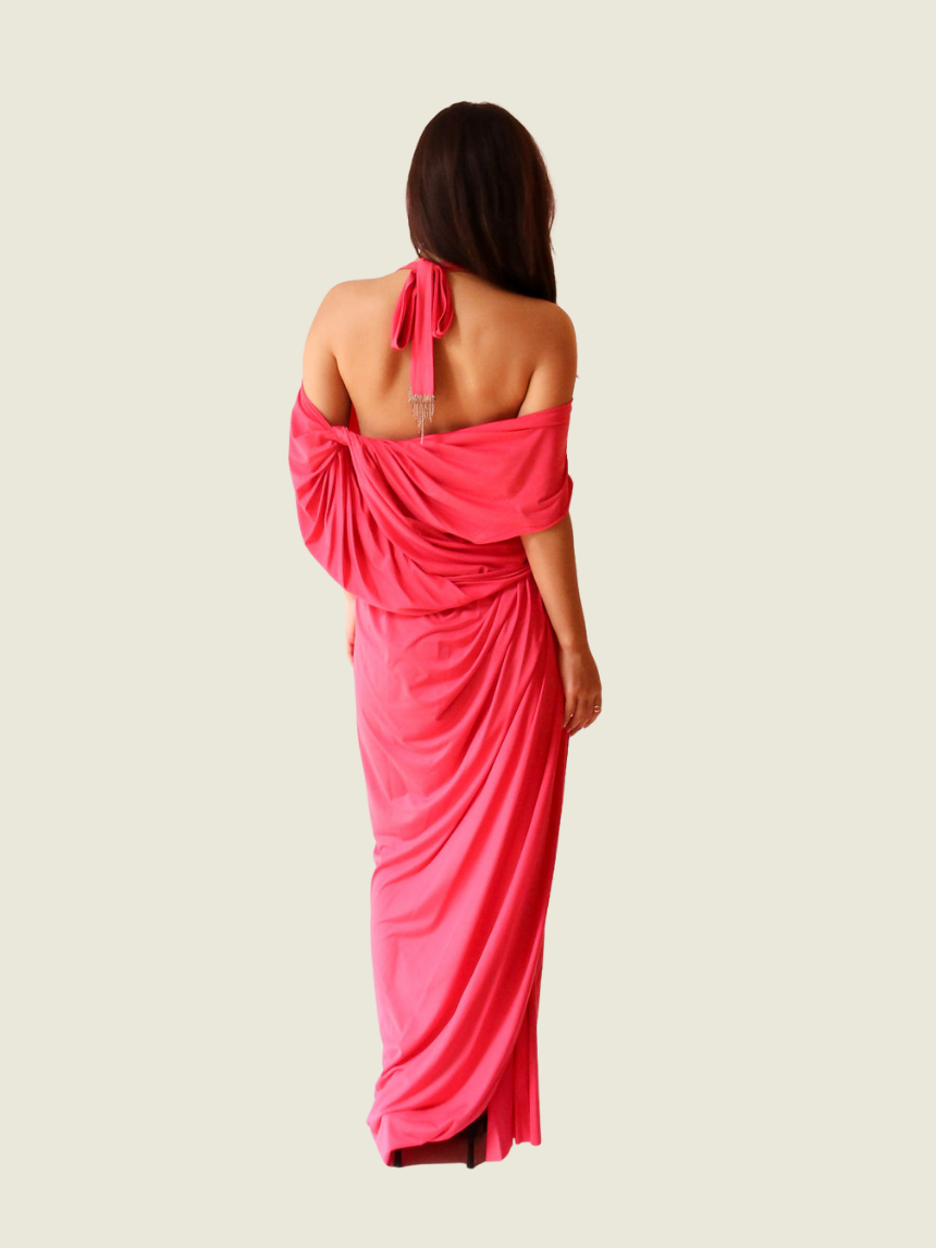 Rajo Laurel Salmon Pink Draped Dress