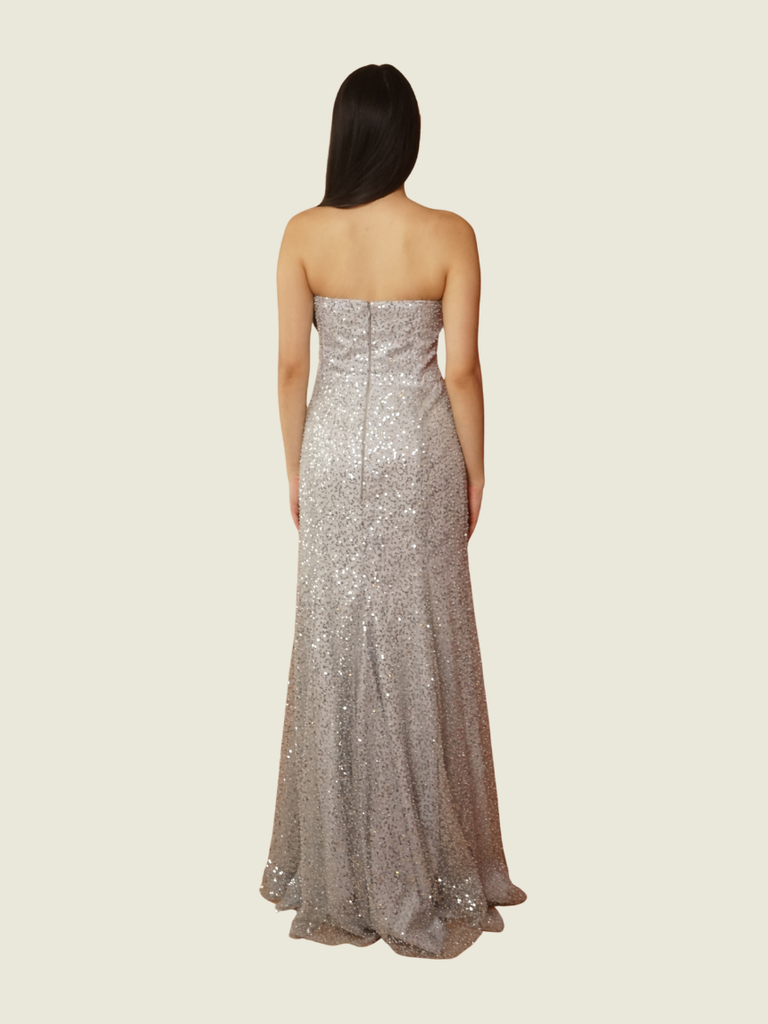 Religioso Silver Sequin Gown