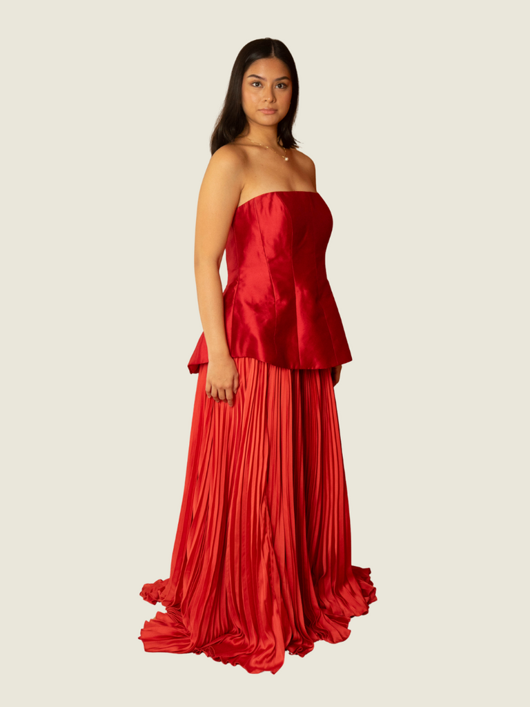 Rosbert Villar Custom Corset Top and Pleated Skirt Set