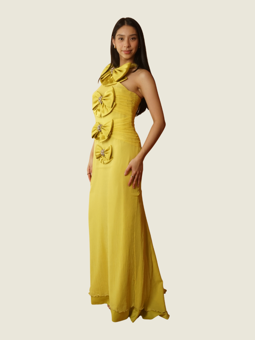 Rosbert Villar Custom Multi-Bow Long Gown