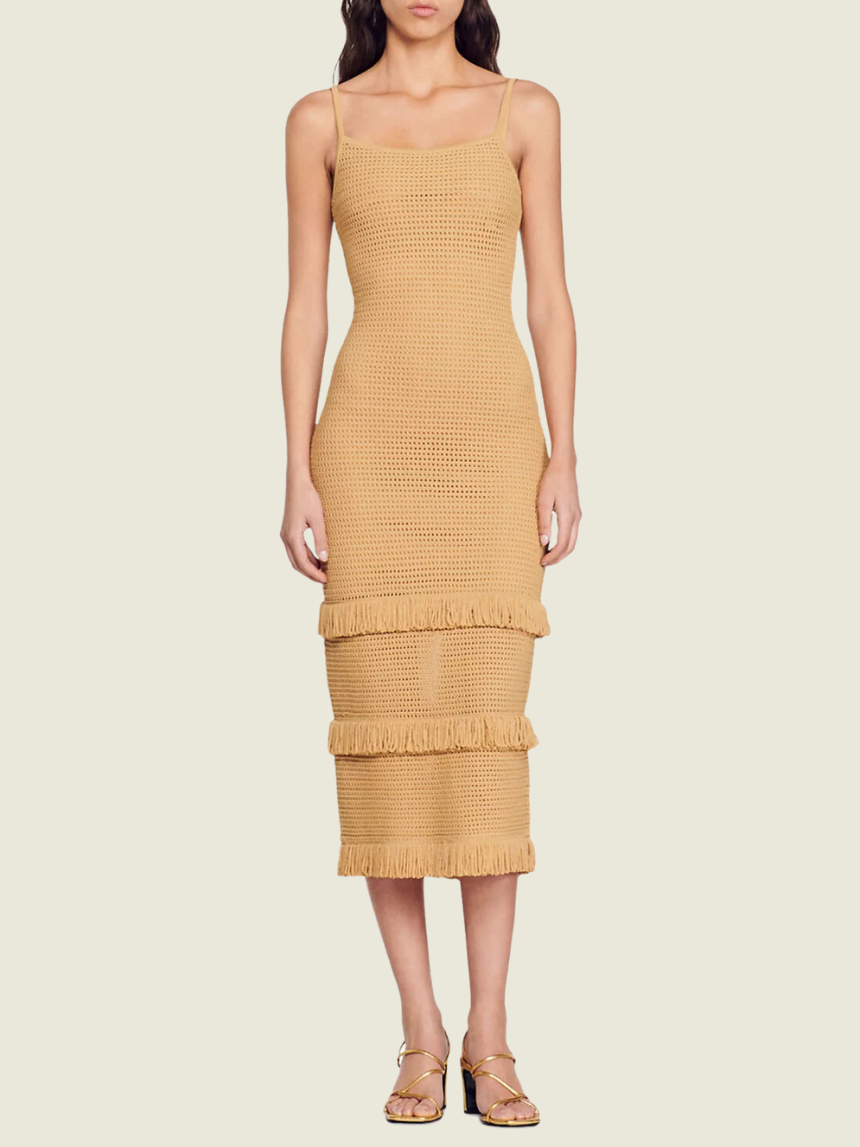 sandro pointelle knit dress Sandro Pointelle knit Maxi Dress