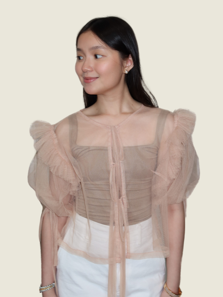 Sassa Jimenez Nude Chiffon Top