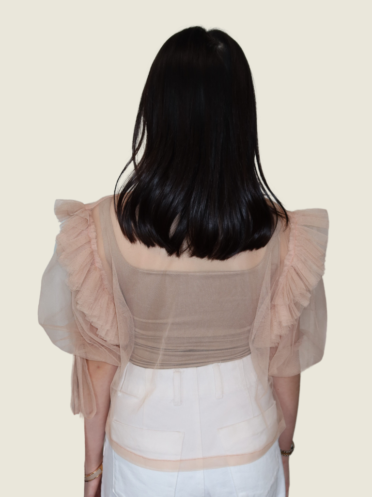 Sassa Jimenez Nude Chiffon Top