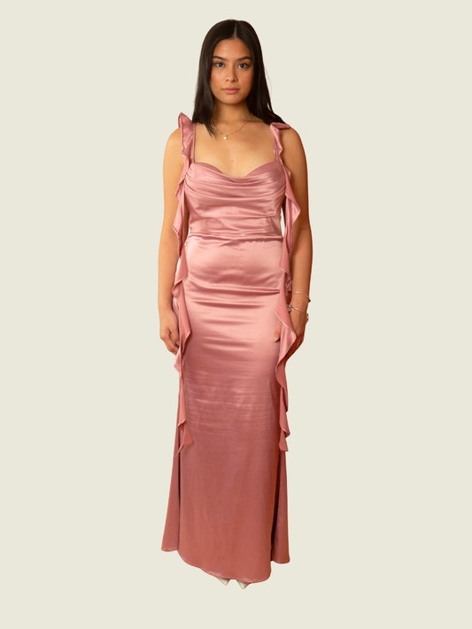 Selfie Leslie Blushing Ruffle Trim Midi Dress