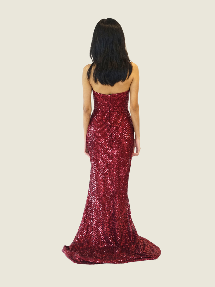 Steph Tan Couture Red Sequin Gown