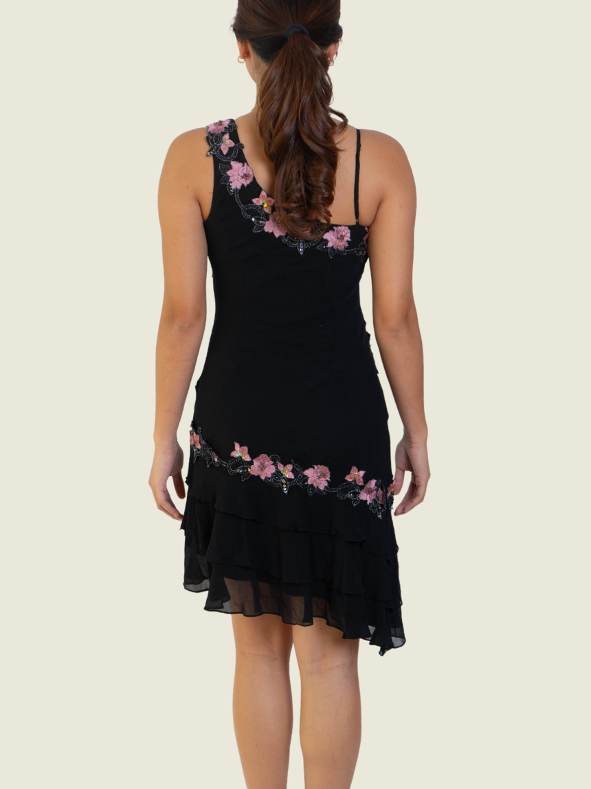 Sue Wong Black Floral Dress