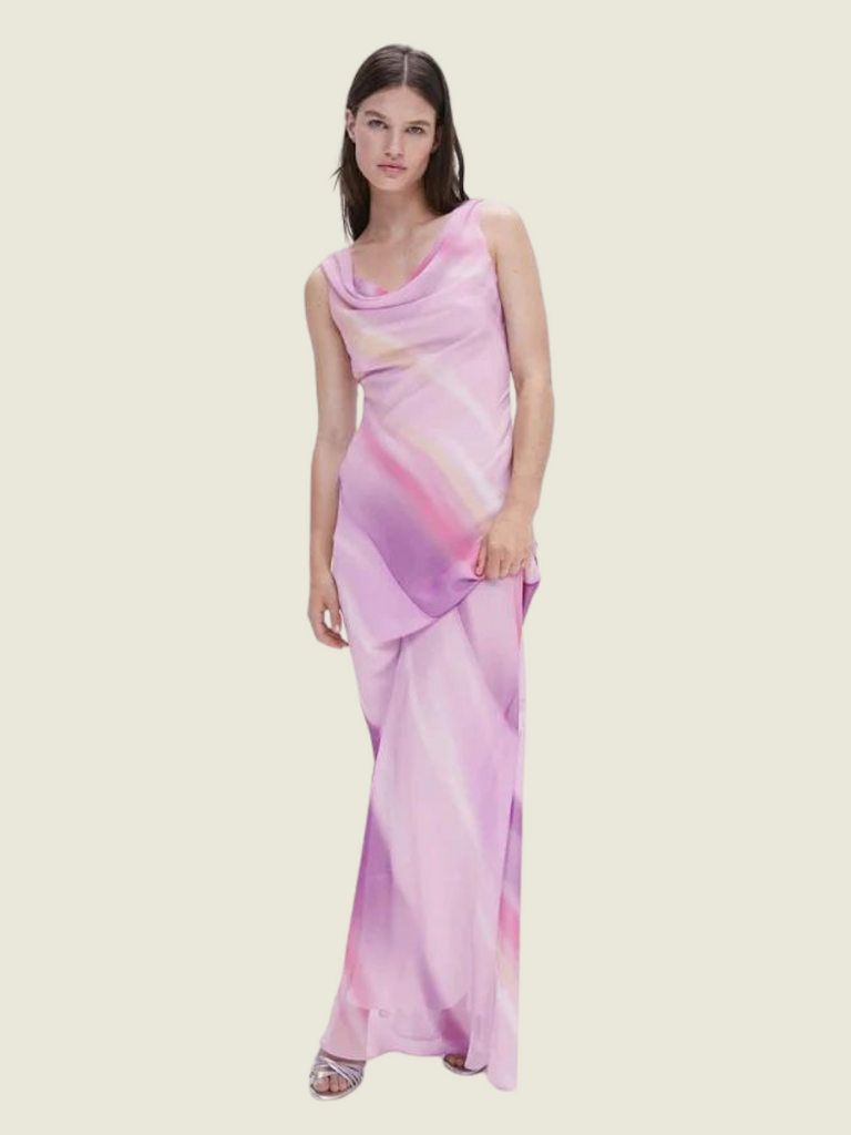 Mango Draped Mixed Dye Maxi Dress
