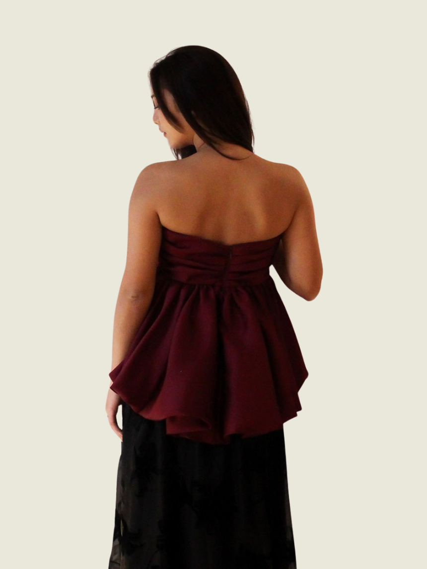 Vania Romoff Burgundy Peplum Top (S)