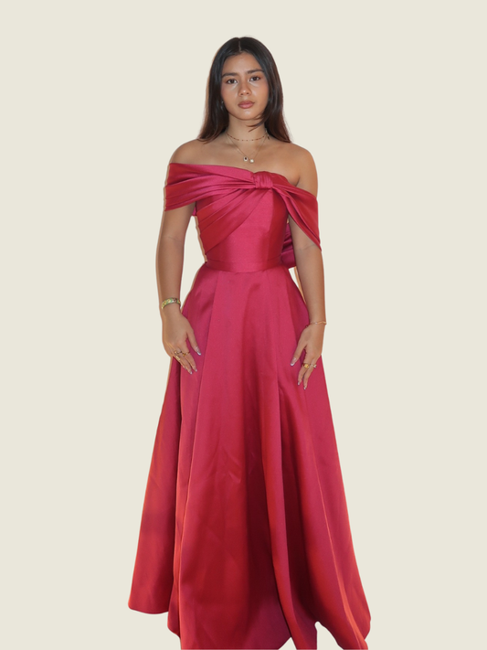 Vania Romoff Custom Off Shoulder Bow Gown
