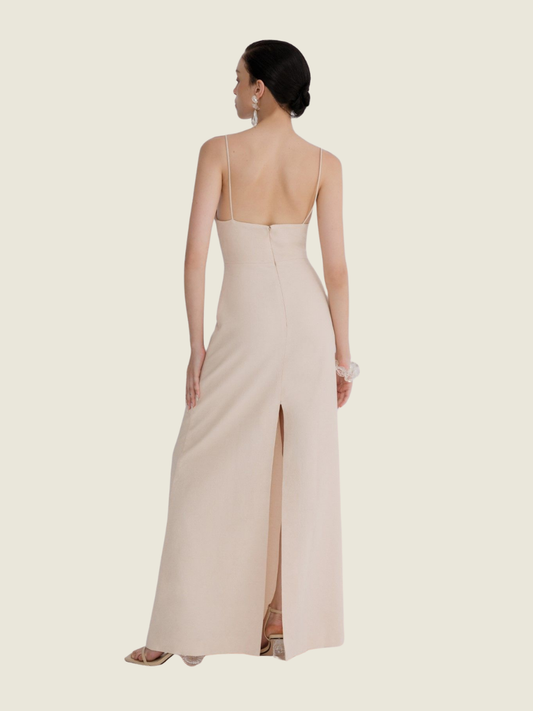 White Ant Beige Margot Open Back Dress