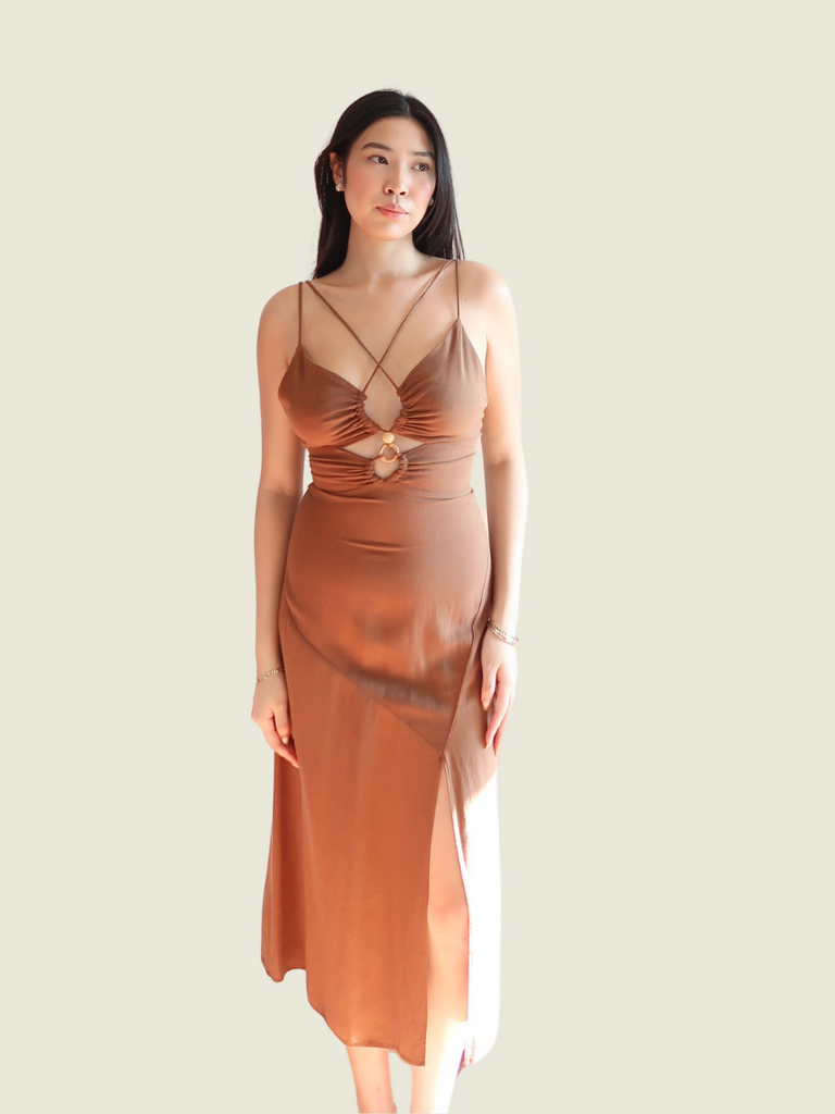 Zara Brown Cut Out Dress