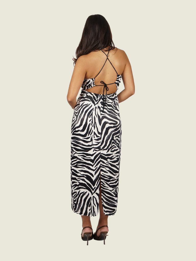 Zara Zebra Print Cutout Dress