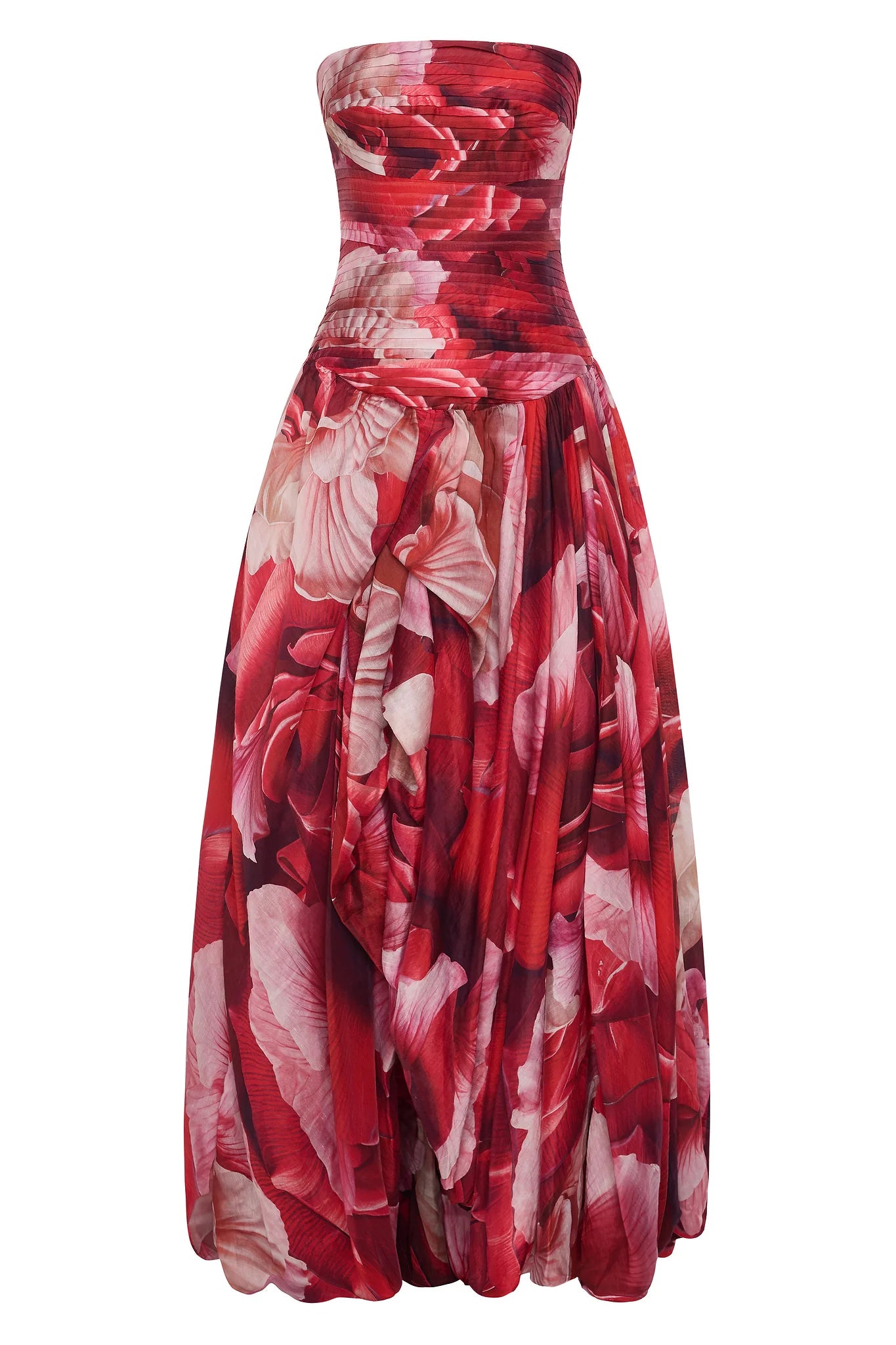 Aje Floral Bubble Hem Gown in Prismatic Floral Red Pink