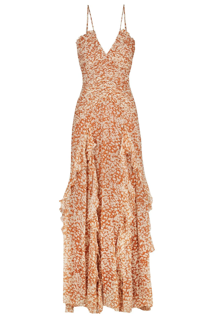 Shona Joy Hala Ruched Frill Maxi Dress