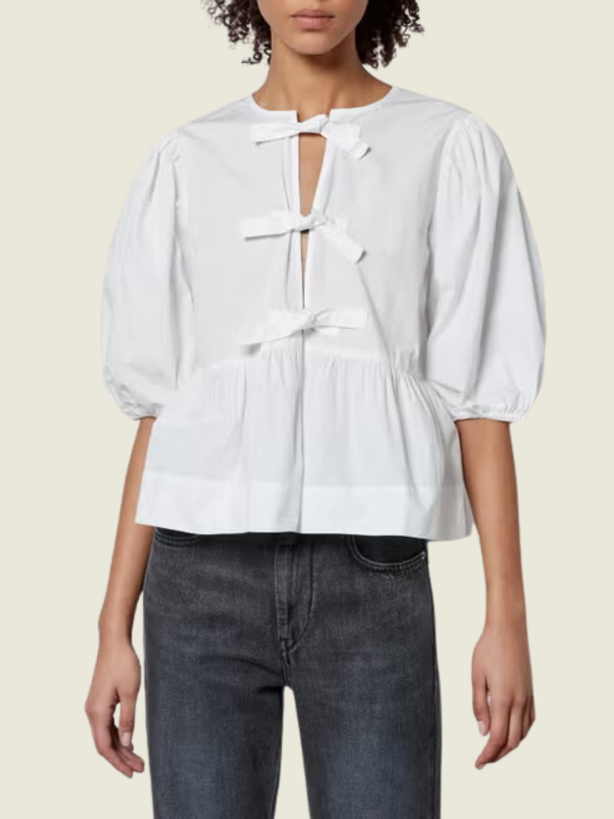 Ganni Cotton Poplin Peplum Blouse