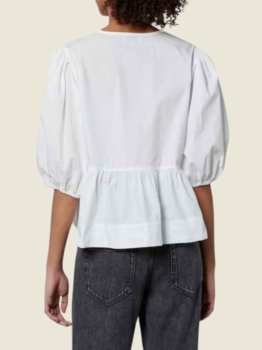 Ganni Cotton Poplin Peplum Blouse