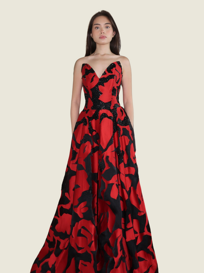 Rhett Eala Red and Black Tube Gown