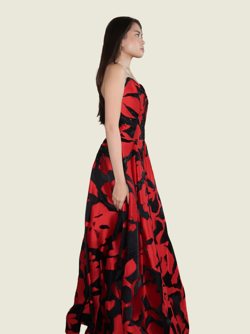 Rhett Eala Red and Black Tube Gown