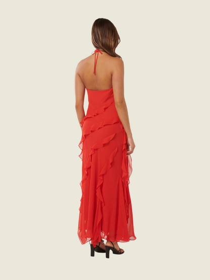 Ever New Georgia Ruffle Halter Midi