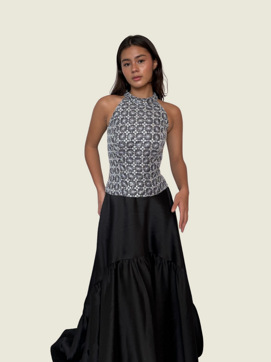 Atelier Carlene Silver Lace Top