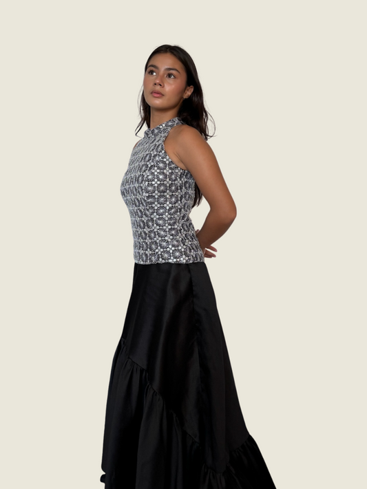 Atelier Carlene Silver Lace Top