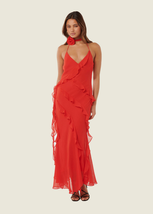 Ever New Georgia Ruffle Halter Midi