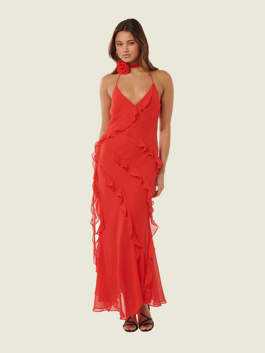 Ever New Georgia Ruffle Halter Midi