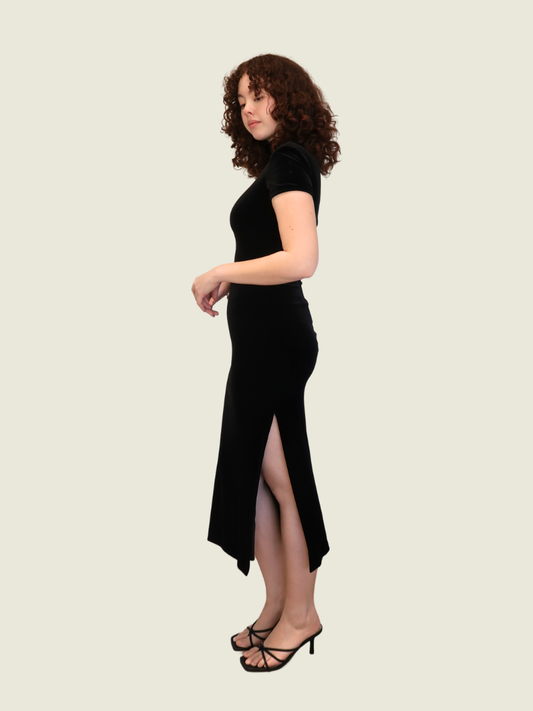 Compagnia Italia Black Velvet Dress With Shoulder Pads