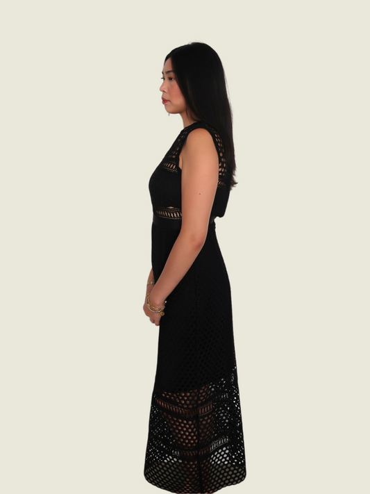 Self Portrait Black Midi Lace Dress