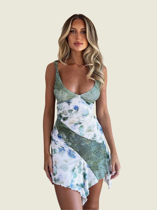 Tiger Mist Green Theo Mini Dress