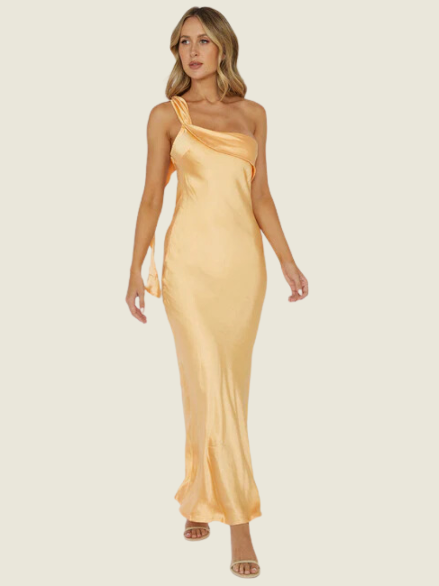 Carmel One-Shoulder Sash Maxi Dress Sage