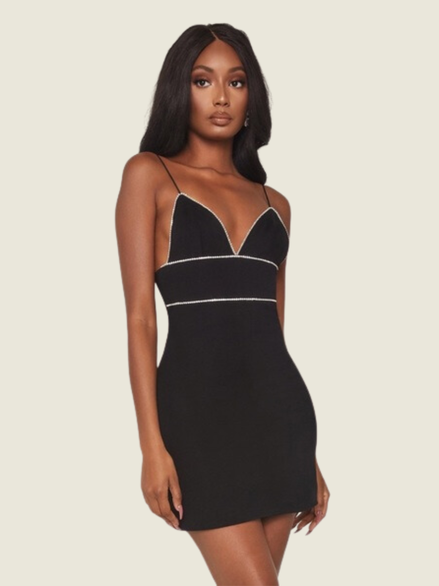 Meshki Iyana Diamante Trim Mini Dress