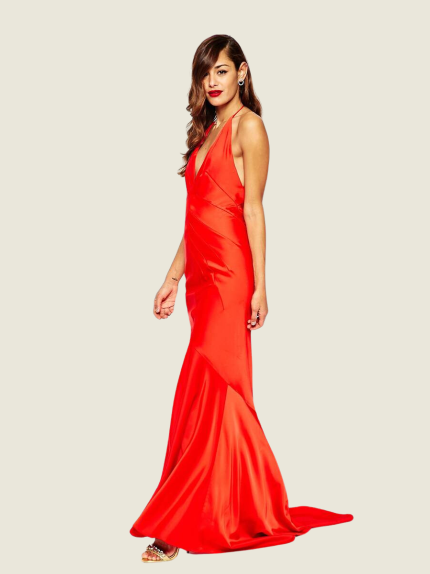 ASOS Deep Plunge Soft Fishtail Gown