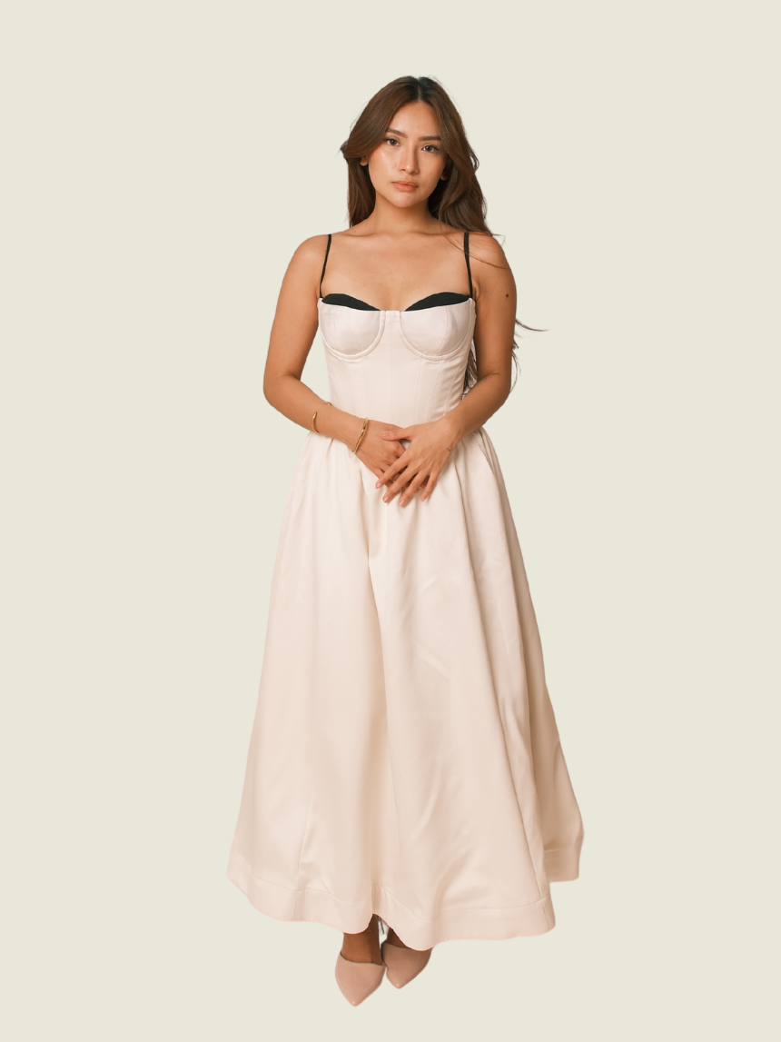 DoubleWoot Off White Dress with Black Trimmings
