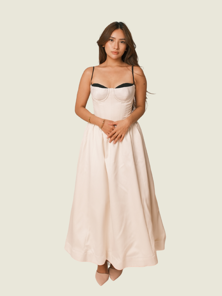 DoubleWoot Off White Dress with Black Trimmings
