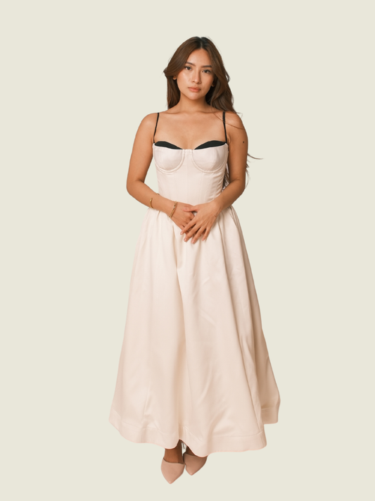 DoubleWoot Off White Dress with Black Trimmings
