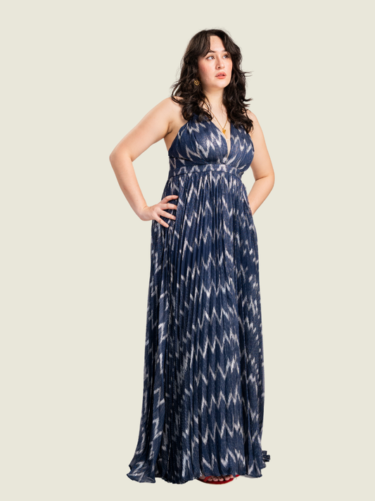 Maniju Blue Printed Long Dress