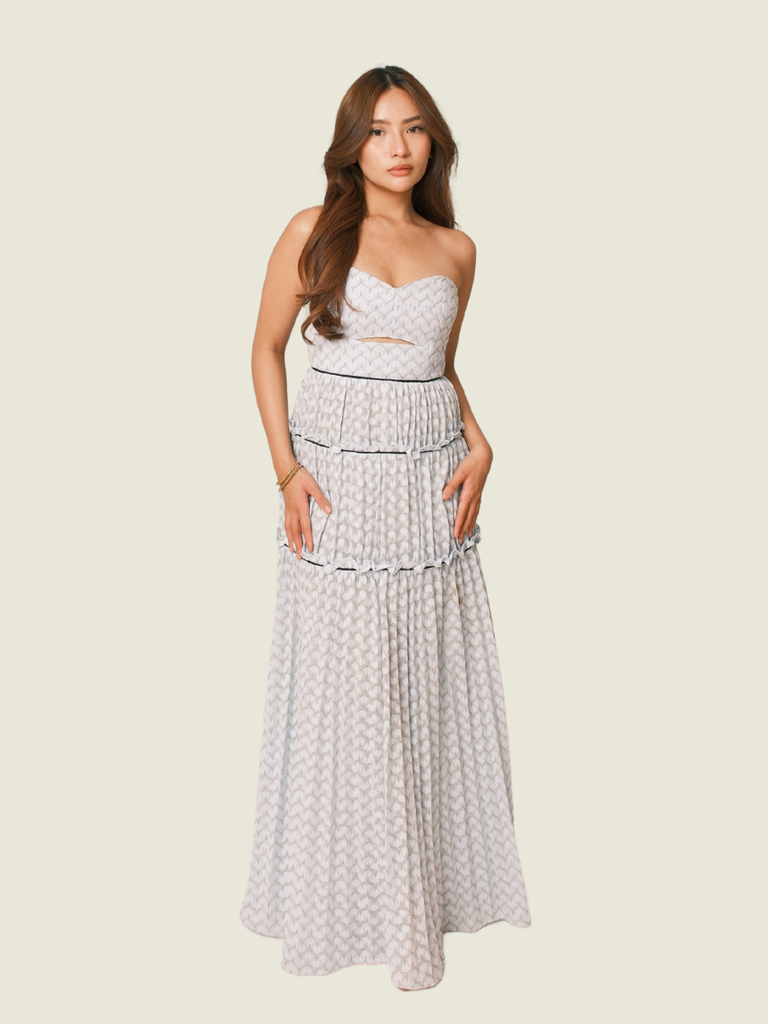 Self Portrait Blue Textured Midi Dress