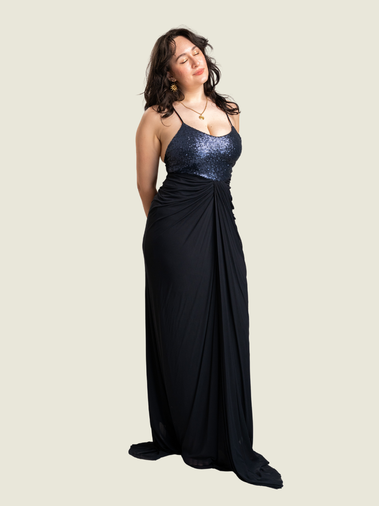 Tantease Black Sequins Maxi Dress